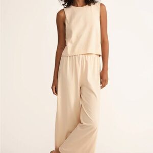 Z Supply Sleeveless Wide-Leg Jumpsuit in Cream